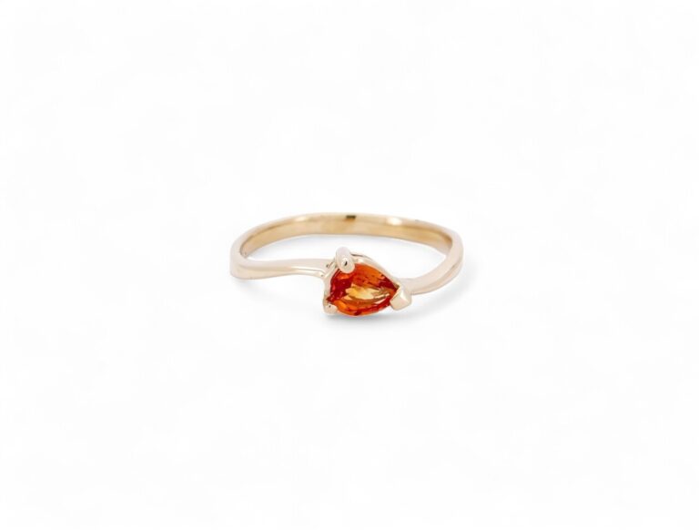 Bague Saphir Orange en Or Jaune 18 Carats