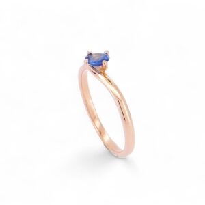 solitaire or rose et saphir ceylanbleu