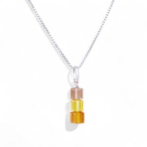 collier cube en cristal swarowski orange en forme de cube