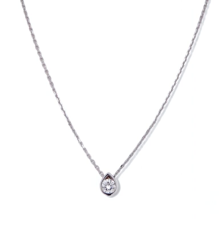 Collier goutte diamant or Blanc 18 Carats