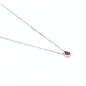 collier solitaire or blanc et rubis rond de 4 mm