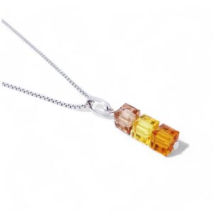 collier cristal swarowski cube en argent 925 couleurs orange