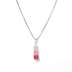 collier cube rose cristal swarovski en argent
