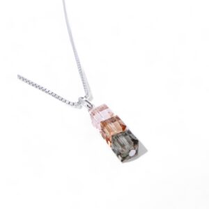 collier cristal swarowski cube diamants rose