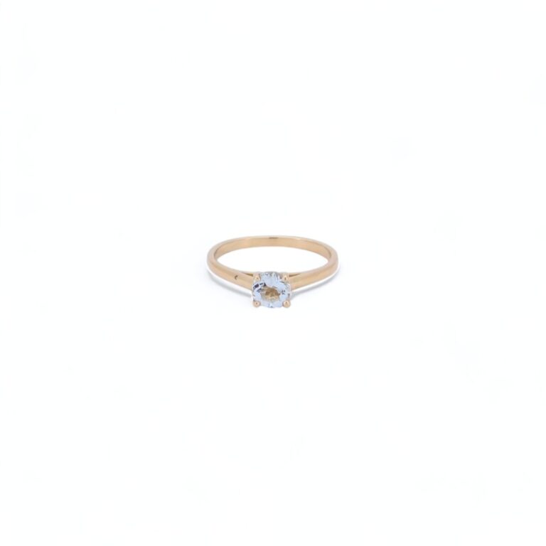 Solitaire aigue-marine  or jaune 18 carats