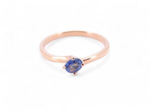 solitaire or rose 18 carat et saphir ceylan