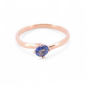 solitaire or rose 18 carat et saphir ceylan