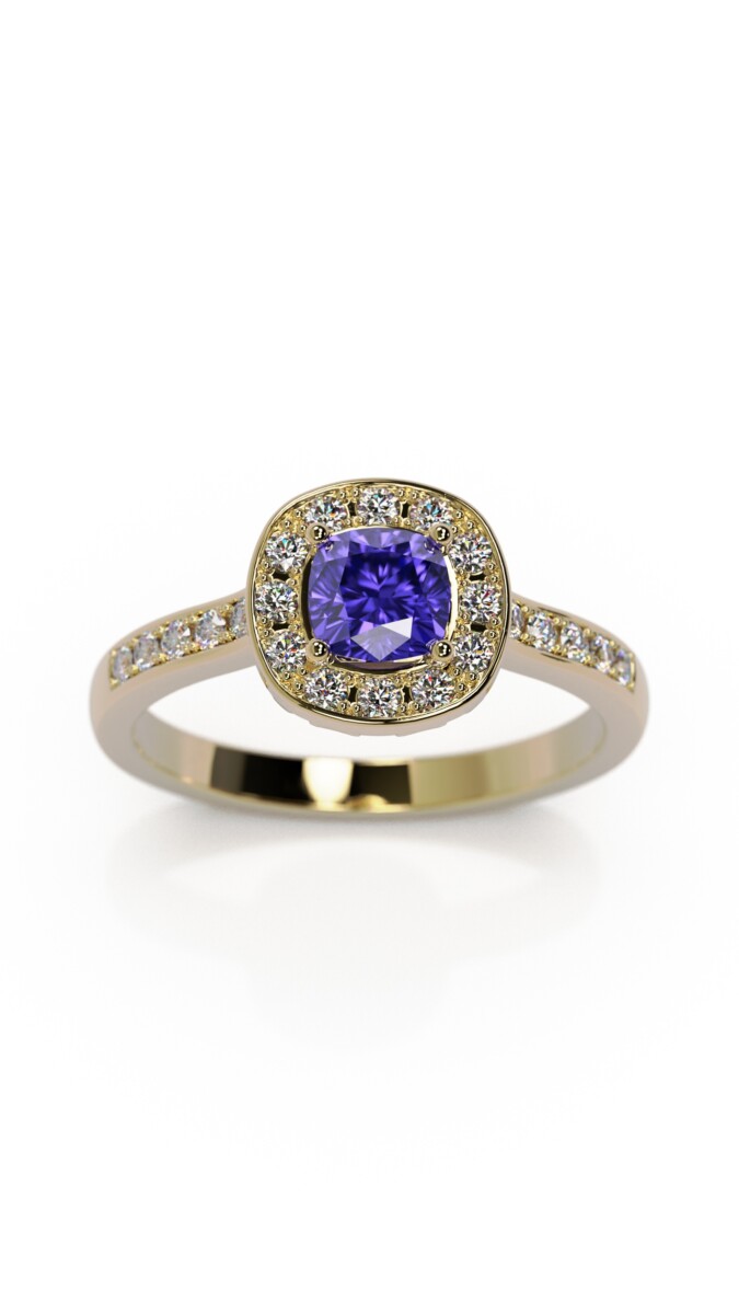 Bague tanzanite, diamants  or jaune 18 carat