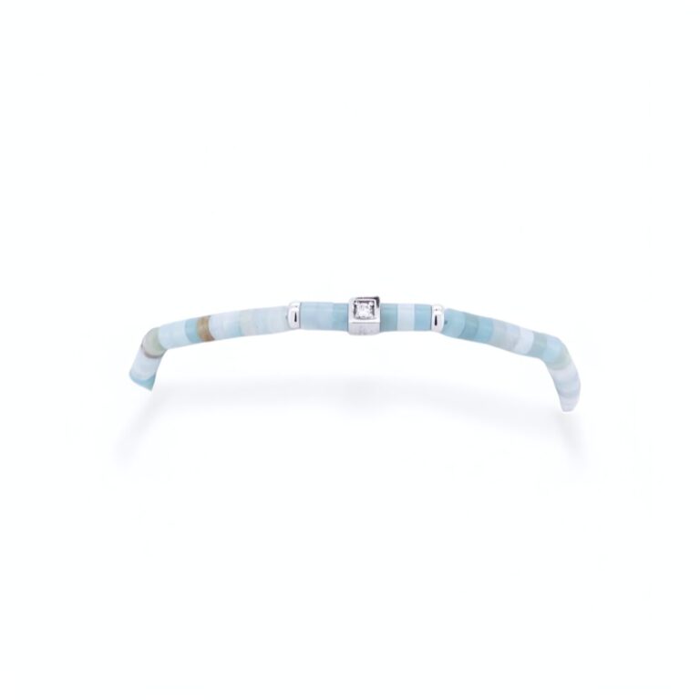 Bracelet argent  amazonite  et un diamant