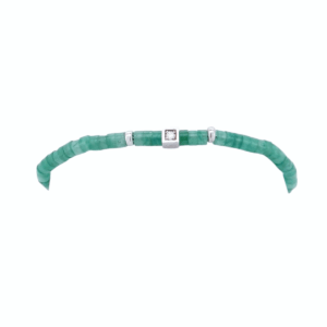 Bracelet en argent orné d'aventurine verte et de diamants, bijou raffiné pour femme