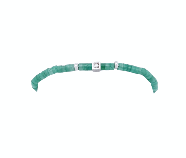 Bracelet argent  aventurine  et un diamant