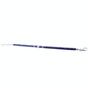 Bracelet en argent orné de diamants et de pierres de lapis-lazuli, création élégante de joaillier.