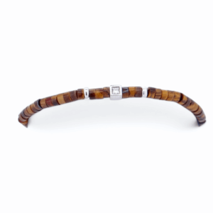 Bracelet en argent serti de diamants et pierre œil de tigre – bijou raffiné pour homme ou femme