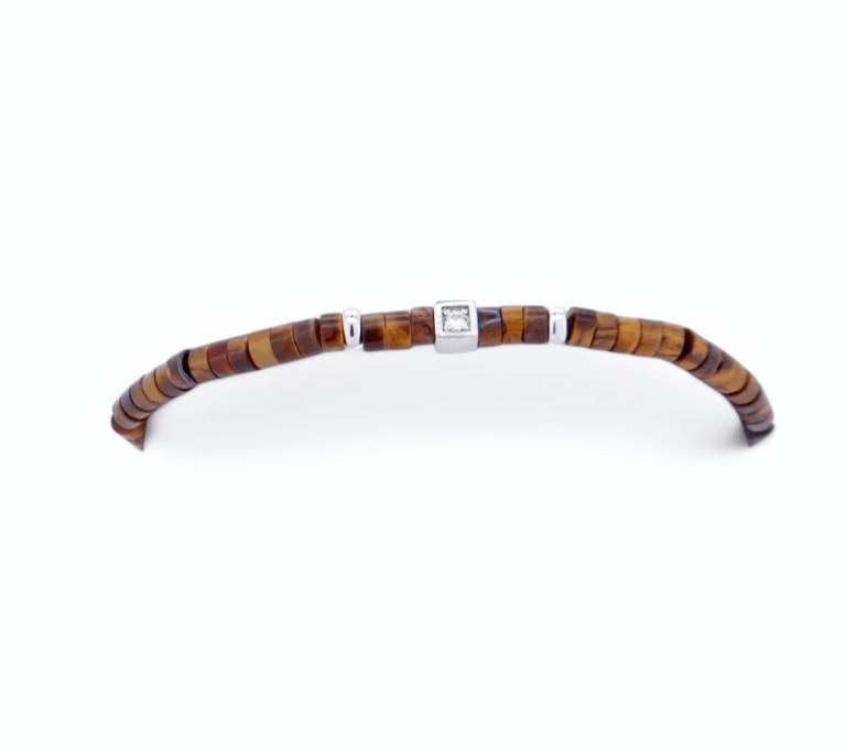 Bracelet argent  oeil du tigre  et un diamant