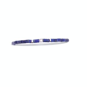 Bracelet de luxe en argent massif avec diamants et lapis-lazuli, fabrication artisanale.