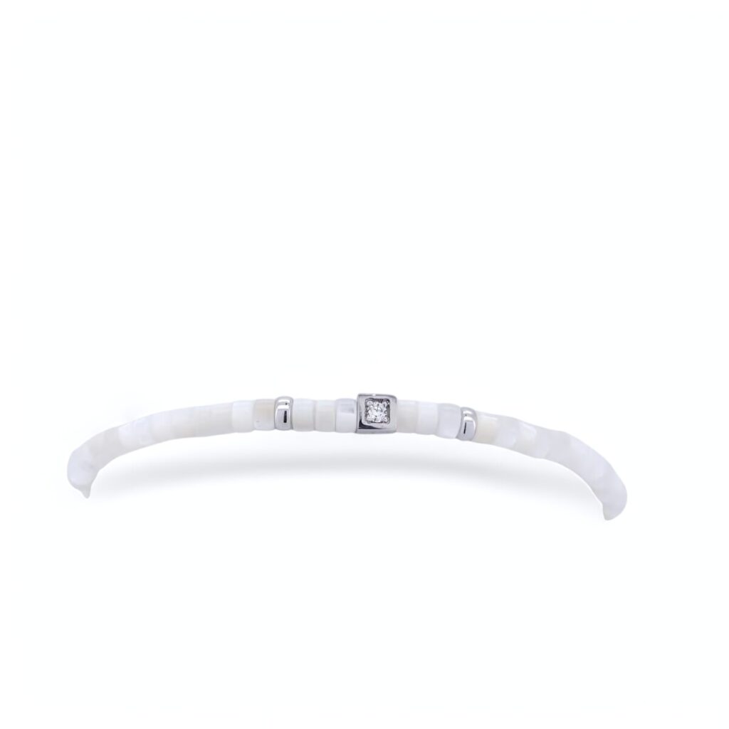 Bracelet argent nacre et un diamant Bijoutier Joaillier Maupas