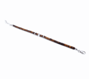 Bracelet élégant en argent avec œil de tigre naturel et diamants – création artisanale de joaillier