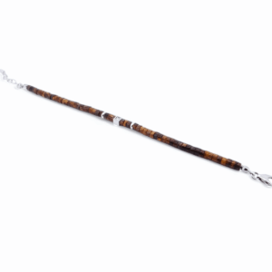 Bracelet élégant en argent avec œil de tigre naturel et diamants – création artisanale de joaillier