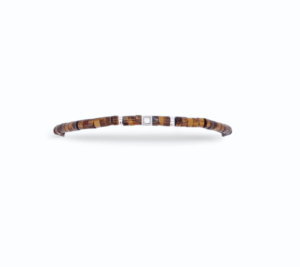Bijou en argent massif : bracelet mixte orné de diamants et pierre œil de tigre – style chic et intemporel