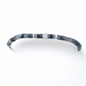 Bracelet unique en argent massif, avec agate serpentine et diamant – bijou de créateur.