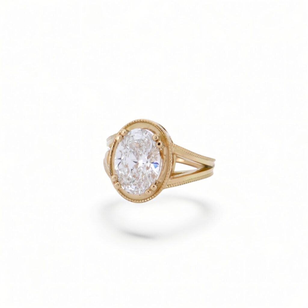 bague solitaire diamant de laboratoire 3 carats avec certificat monture en or jaune 18 carats