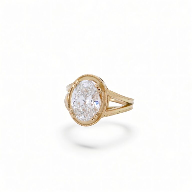 bague solitaire diamant de laboratoire 3 carats avec certificat monture en or jaune 18 carats