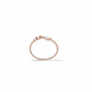 bague diamants baguette et rond en or rose